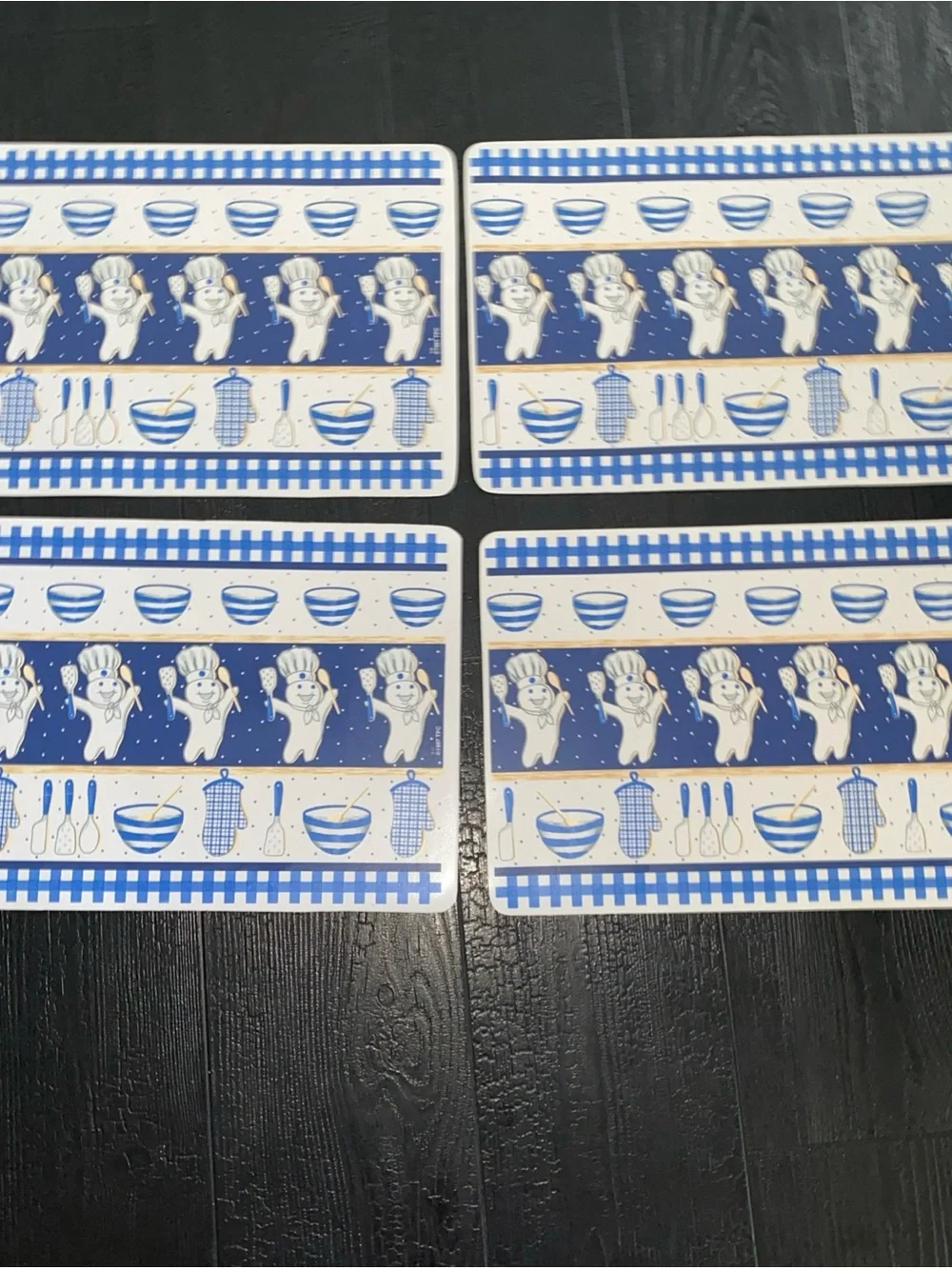 Pillsbury Doughboy  Placemats Set of 4  VTG 1997 Blue & White